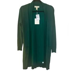 By Design Long Tunic Length Cardigan - Hunter Green Size M